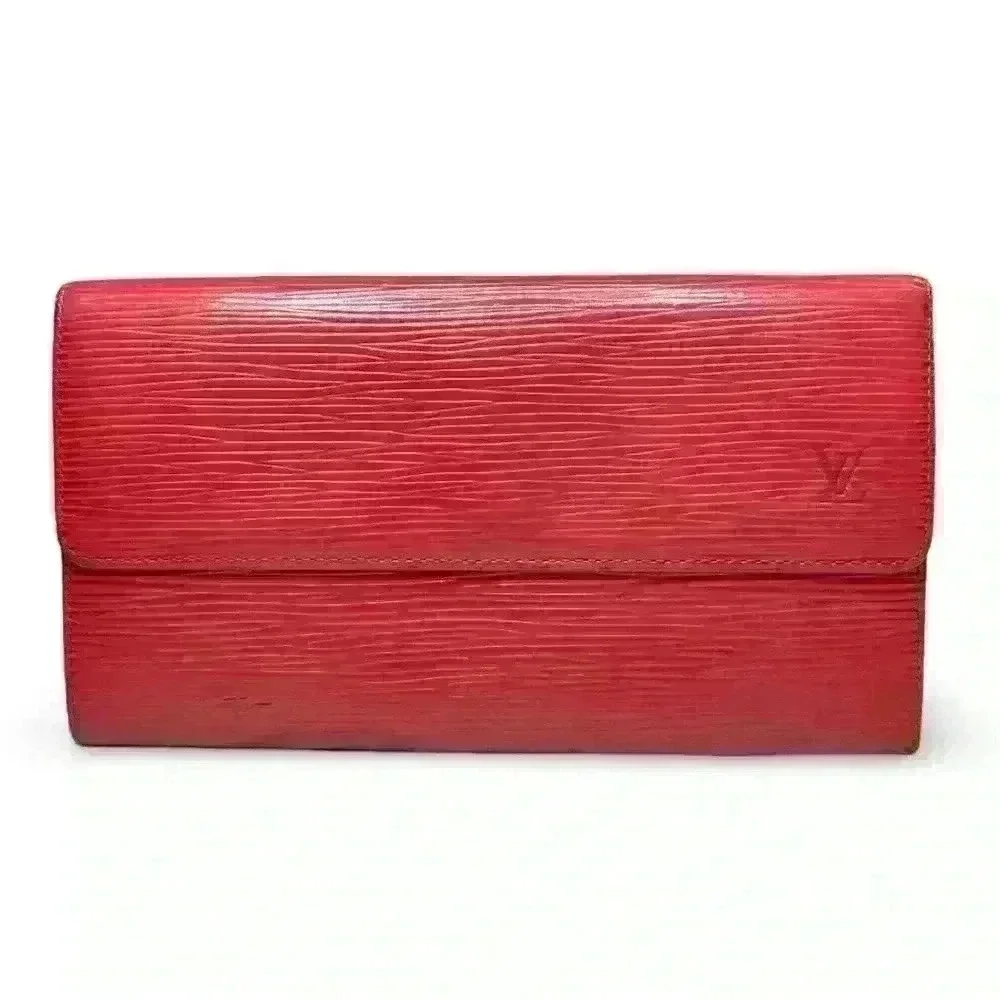 LV Louis Vuitton Red Epi Wallet - Picture 1 of 12